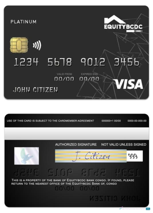 Download Congo EquityBCDC bank Visa Debit Platinum card Photoshop template